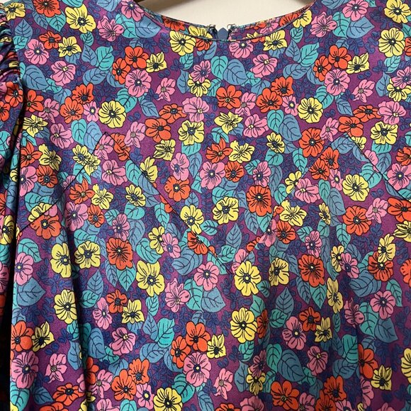 Rotate Birger Christensen Puff Sleeve Floral Mini Dress | Size 4 - Picture 4 of 10